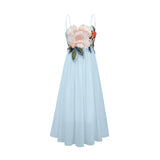 Josette floralembroidered shirred maxi dress in Blue