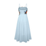 Josette floralembroidered shirred maxi dress in Blue