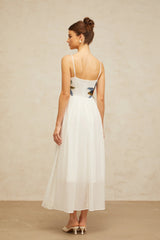 Josette floralembroidered shirred maxi dress in White