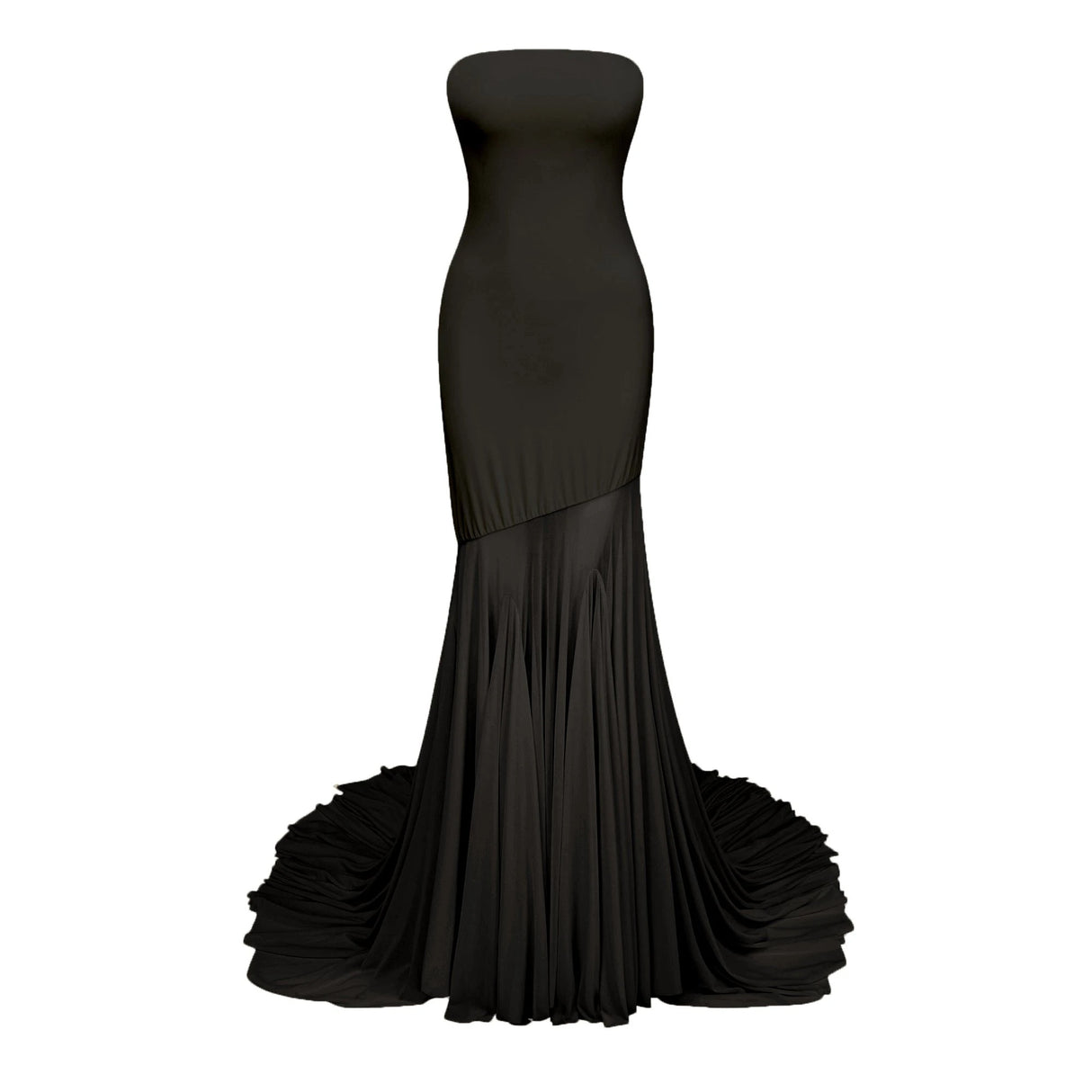 Josiane Black Offshoulder Sheer Tulle Maxi Dress