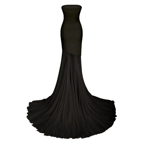 Josiane Black Offshoulder Sheer Tulle Maxi Dress