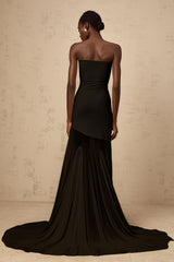 Josiane Black Offshoulder Sheer Tulle Maxi Dress