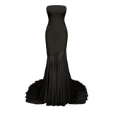 Josiane Black Offshoulder Sheer Tulle Maxi Dress
