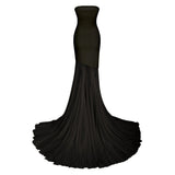 Josiane Black Offshoulder Sheer Tulle Maxi Dress