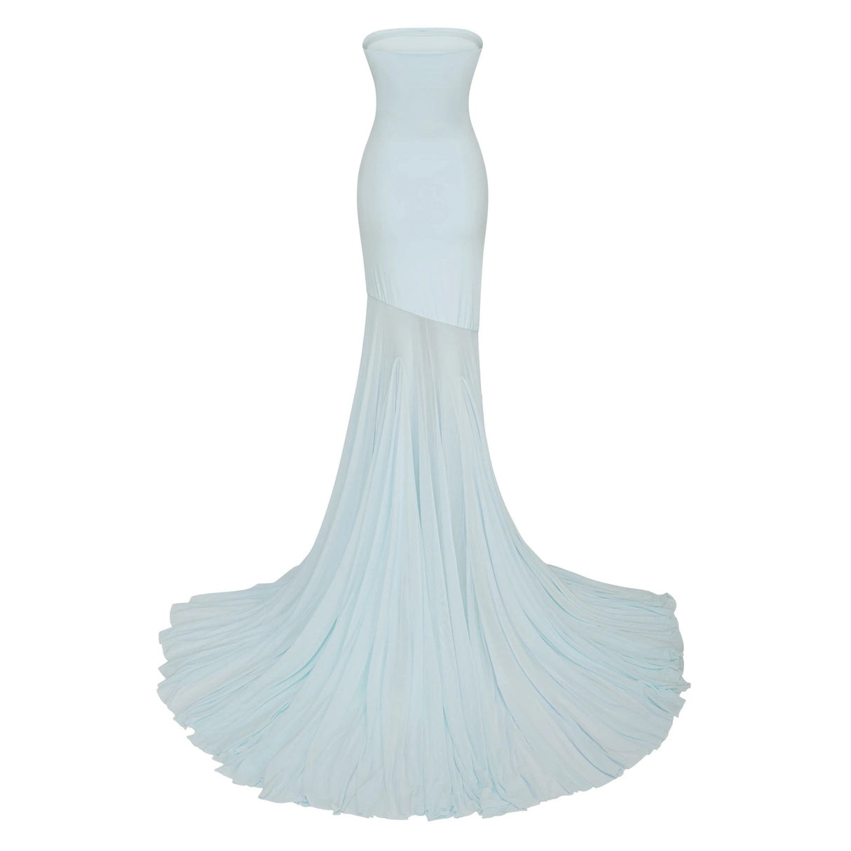 Josiane Blue Offshoulder Sheer Tulle Maxi Dress