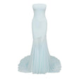 Josiane Blue Offshoulder Sheer Tulle Maxi Dress