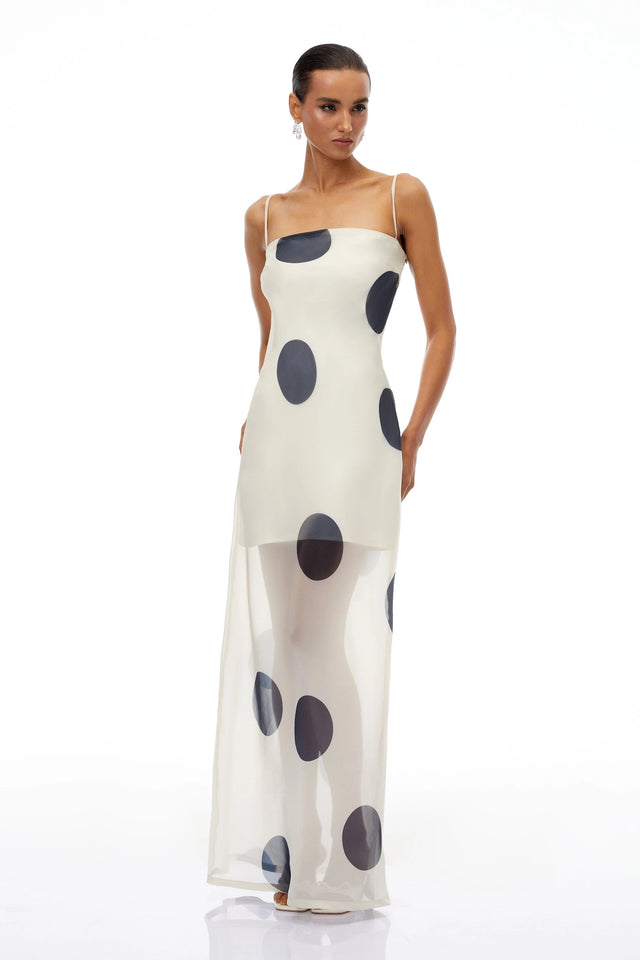 Josiane White Polka Dot Organza Maxi Dress