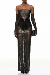 Josie Black Maxi Dress with Bow Detail