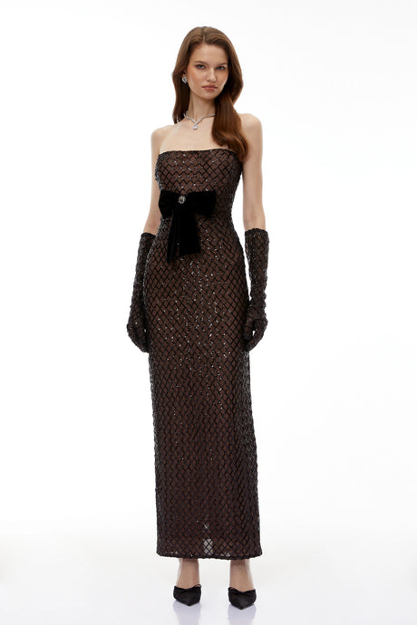 Josie Black Maxi Dress with Bow Detail