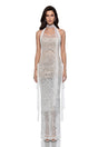Jovienne White Sequin Embellished Maxi Dress