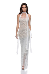 Jovienne White Sequin Embellished Maxi Dress