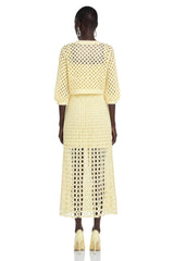 Joyce Yellow CutOut Midi Dress  Cape Set