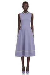 Judith Lavender Cap Sleeve Embellished Collar Midi Dress
