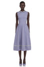 Judith Lavender Cap Sleeve Embellished Collar Midi Dress