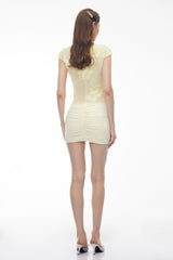 Julia Yellow SemiSheer Floral Mini Dress
