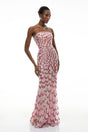 Julieta Pink Embellished Maxi Dress with Petals