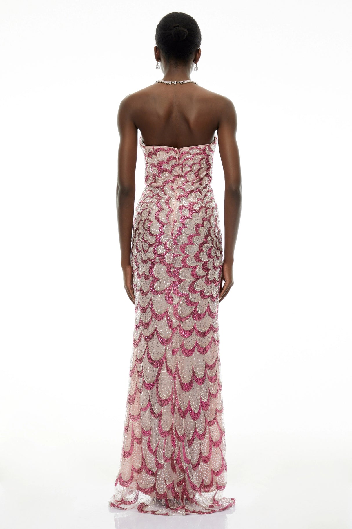 Julieta Pink Embellished Maxi Dress with Petals