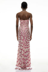 Julieta Pink Embellished Maxi Dress with Petals