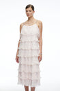 Juliette Pink Pearl Embellished Tiered Midi Dress