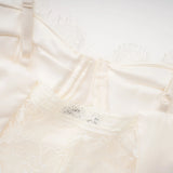 Juliette White Satin Mini Dress with Lace Panels