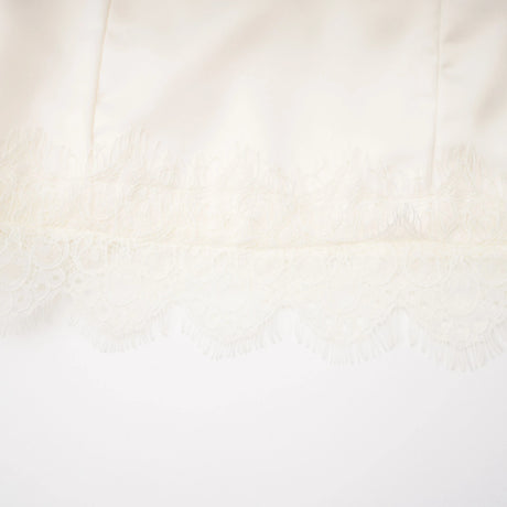 Juliette White Satin Mini Dress with Lace Panels
