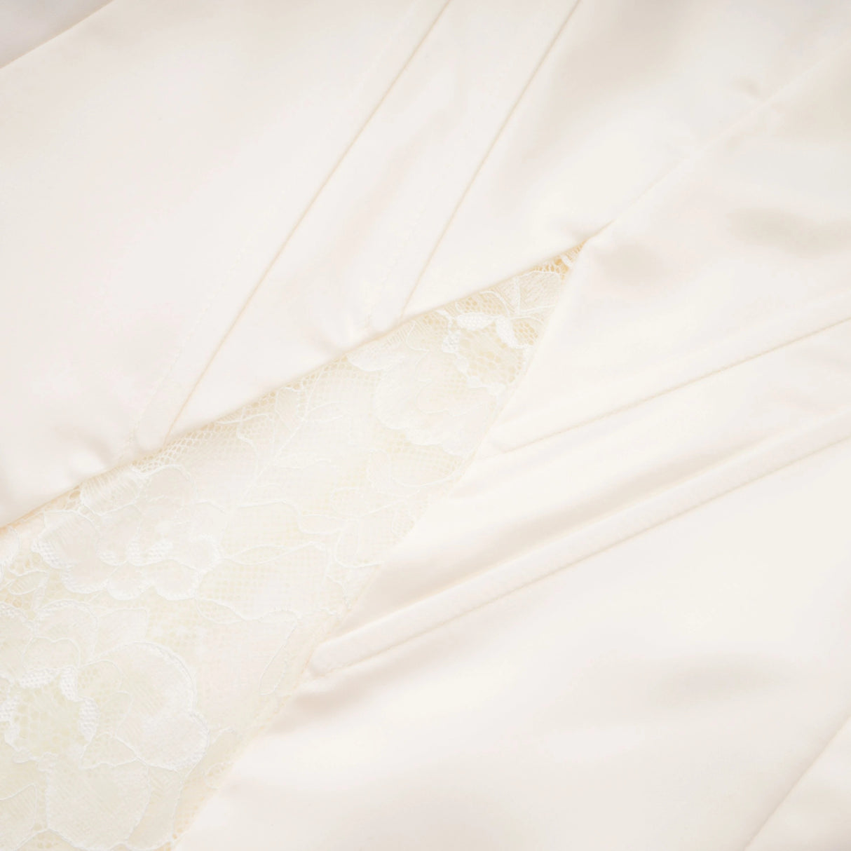 Juliette White Satin Mini Dress with Lace Panels