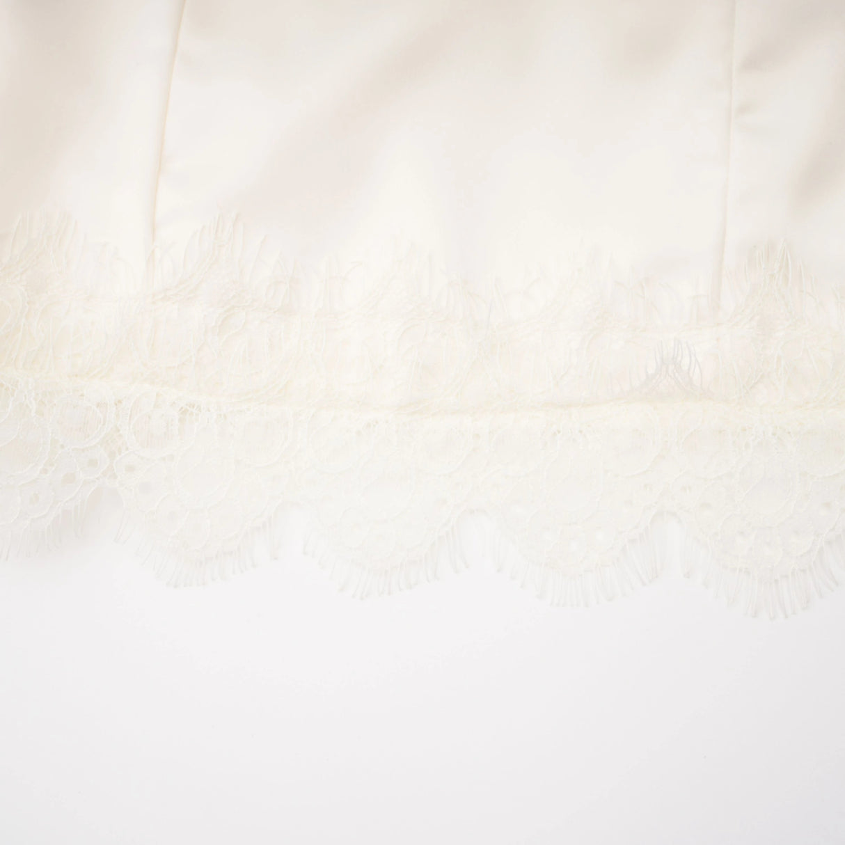 Juliette White Satin Mini Dress with Lace Panels
