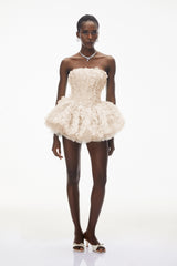 June Cream 3D Petal Puff Mini Dress