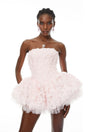 June Pink 3D Petal Puff Mini Dress