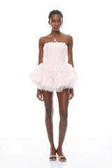 June Pink 3D Petal Puff Mini Dress