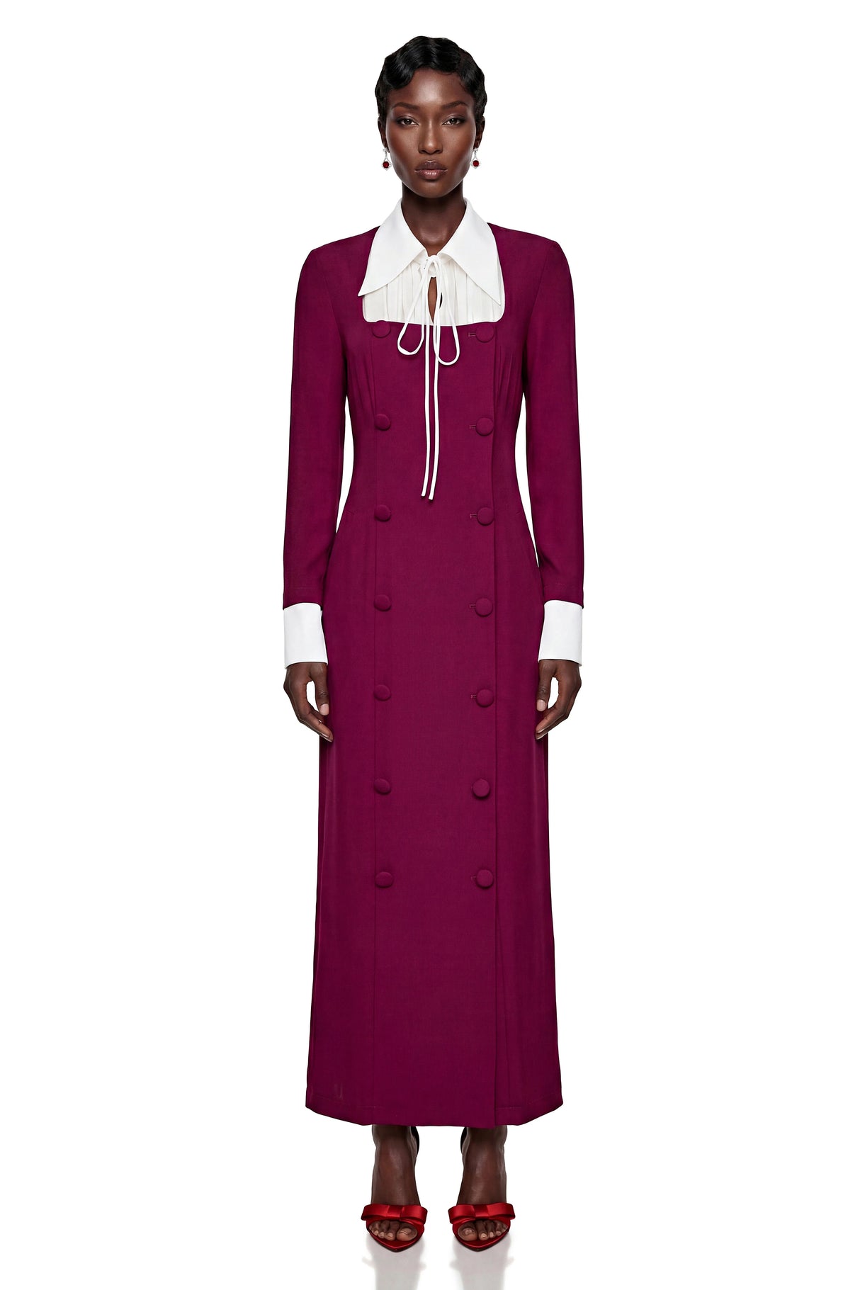 Juniper Purple Long Sleeve Color Block Maxi Dress