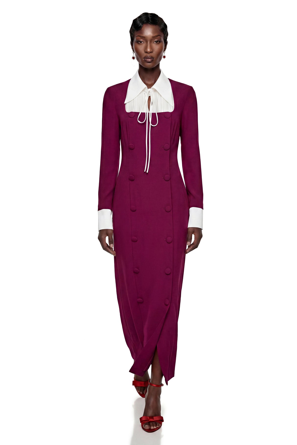 Juniper Purple Long Sleeve Color Block Maxi Dress