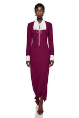Juniper Purple Long Sleeve Color Block Maxi Dress