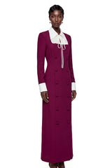 Juniper Purple Long Sleeve Color Block Maxi Dress