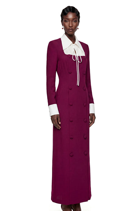 Juniper Purple Long Sleeve Color Block Maxi Dress