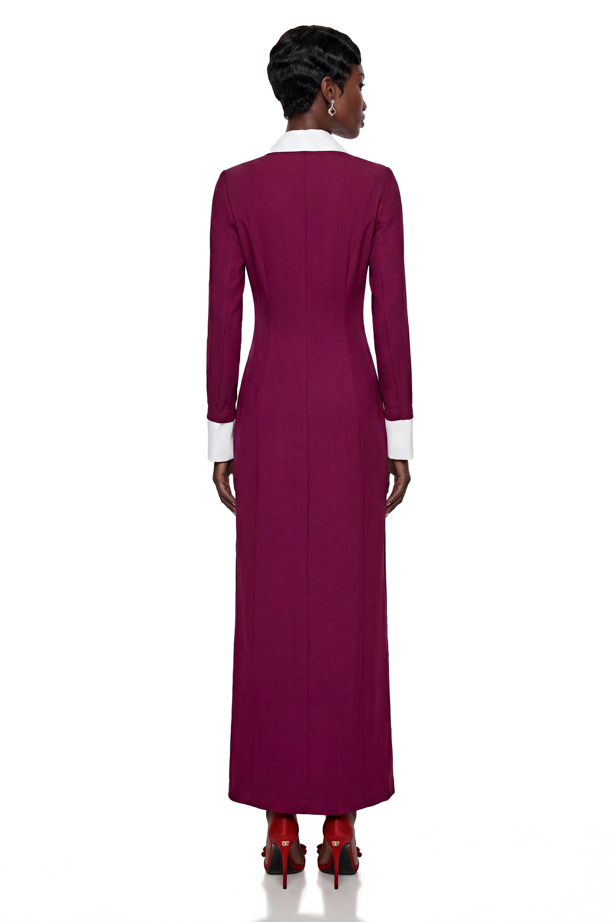 Juniper Purple Long Sleeve Color Block Maxi Dress