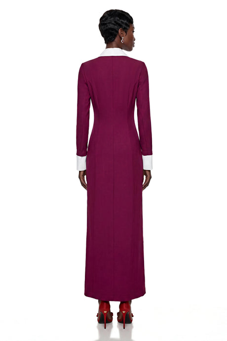 Juniper Purple Long Sleeve Color Block Maxi Dress