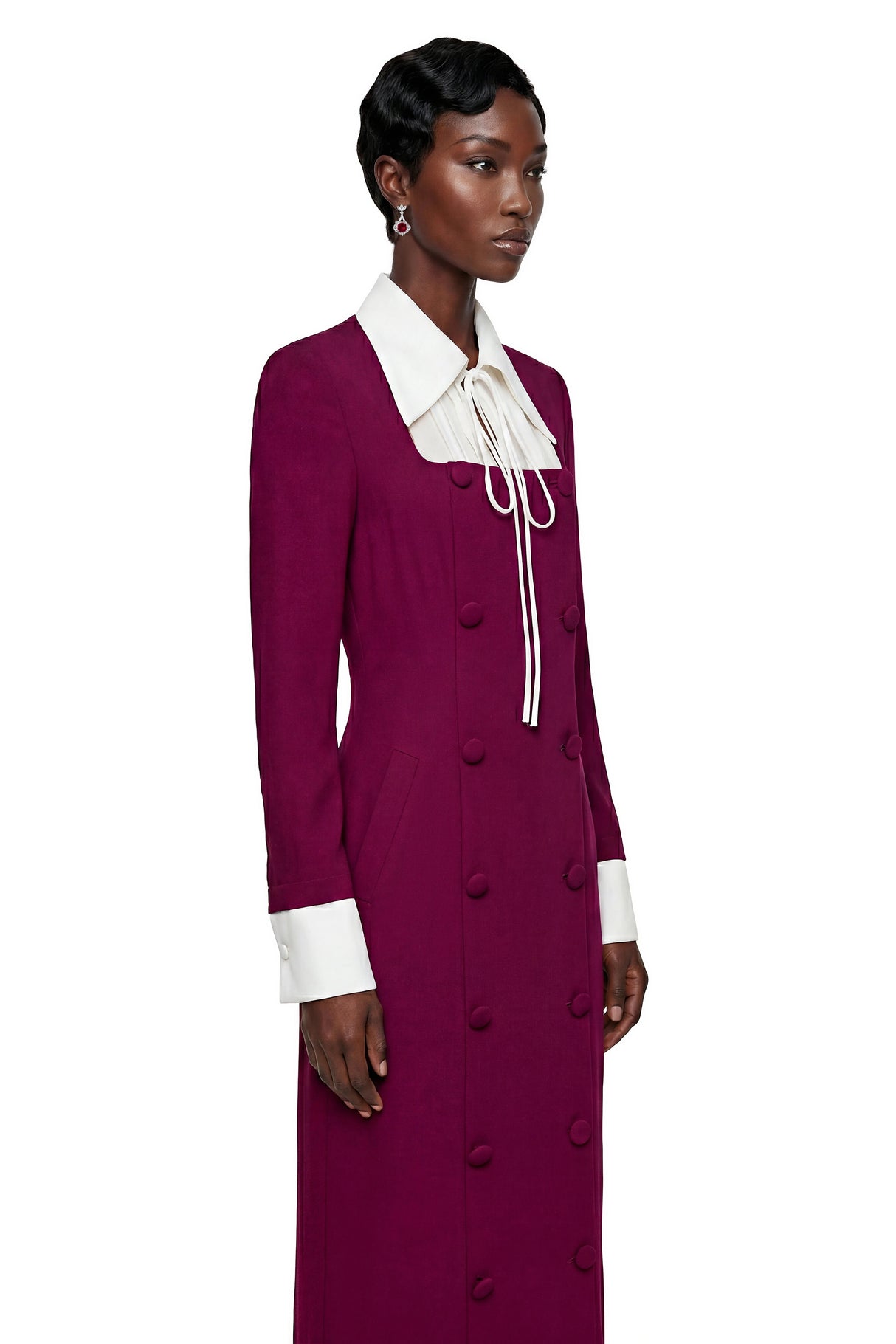Juniper Purple Long Sleeve Color Block Maxi Dress