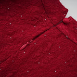 Justyna Red Rhinestone Guipure Lace Maxi Dress