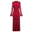 Justyna Red Rhinestone Guipure Lace Maxi Dress