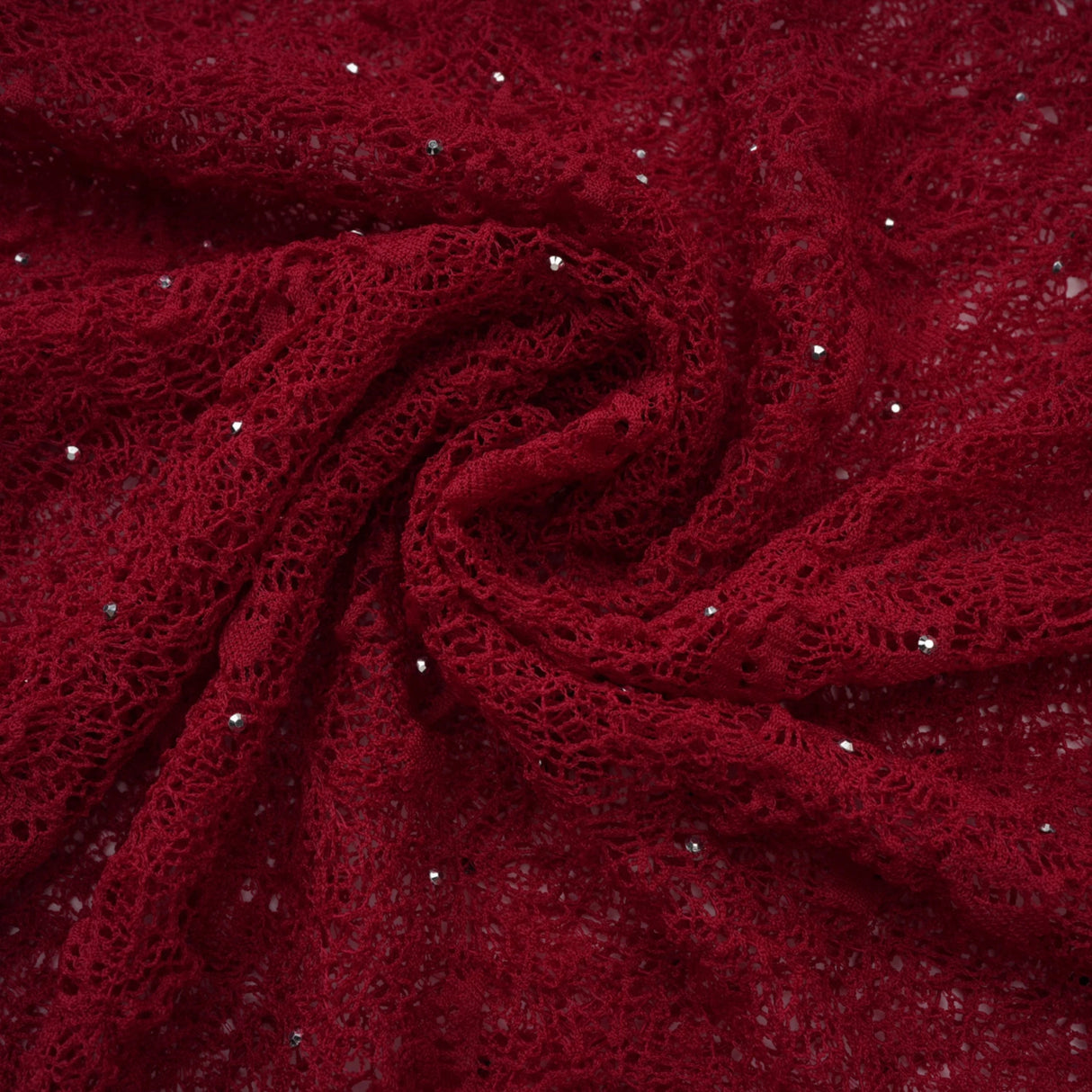 Justyna Red Rhinestone Guipure Lace Maxi Dress