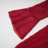 Justyna Red Rhinestone Guipure Lace Maxi Dress