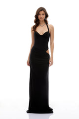 Kaelin Black Halterneck Cut Out  Maxi Dress
