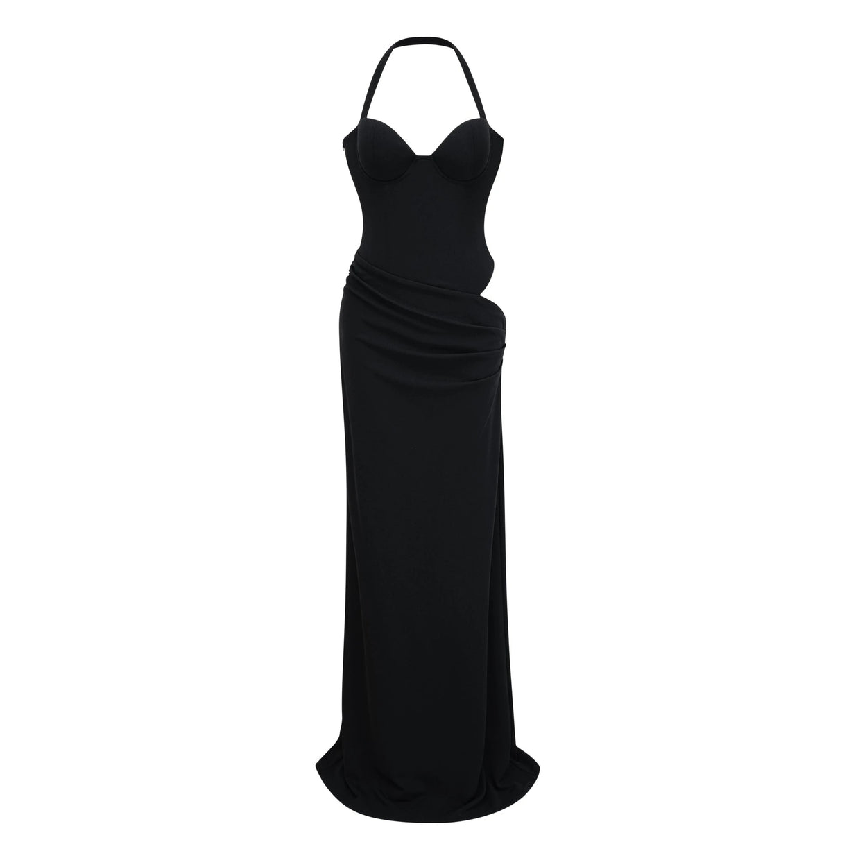 Kaelin Black Halterneck Cut Out  Maxi Dress