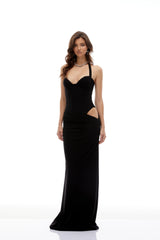 Kaelin Black Halterneck Cut Out  Maxi Dress