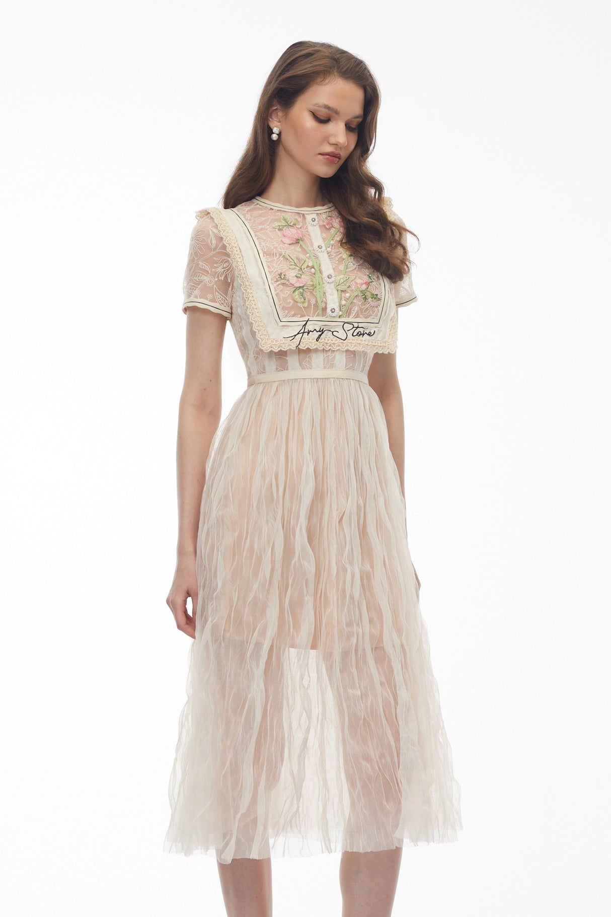 Kaila White Floral Embroidered Maxi Dress