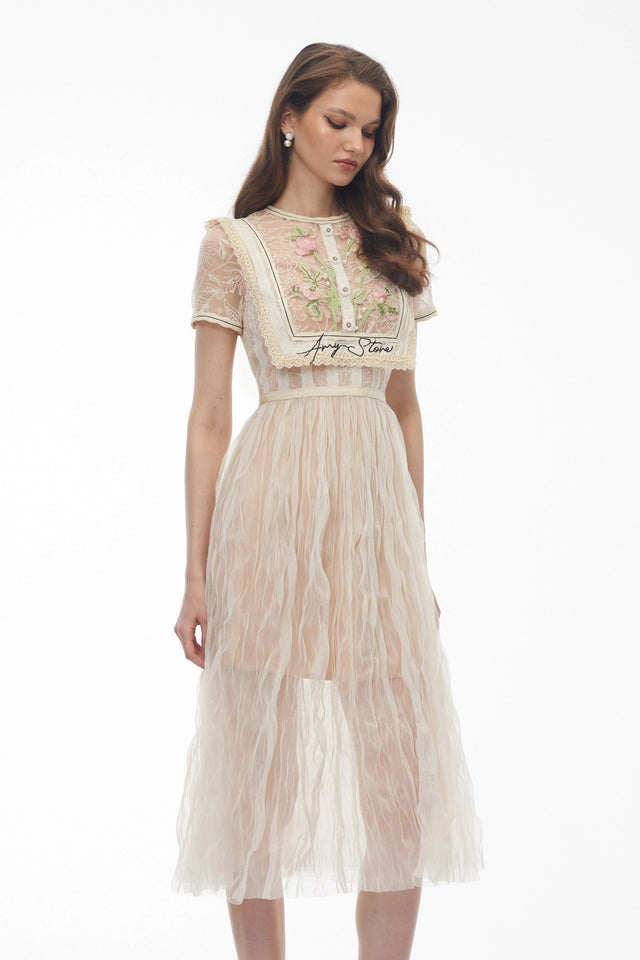 Kaila White Floral Embroidered Maxi Dress