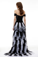 Kaitlyn Black Color Block Asymmetrical Mini Dress