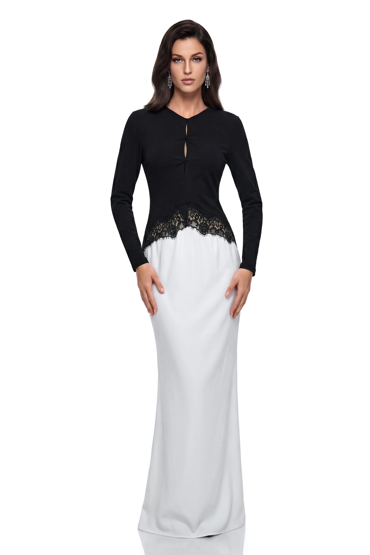 Kalliope Color Block Floral Lace Maxi Dress