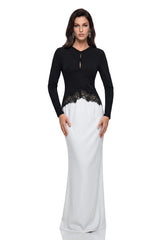Kalliope Color Block Floral Lace Maxi Dress